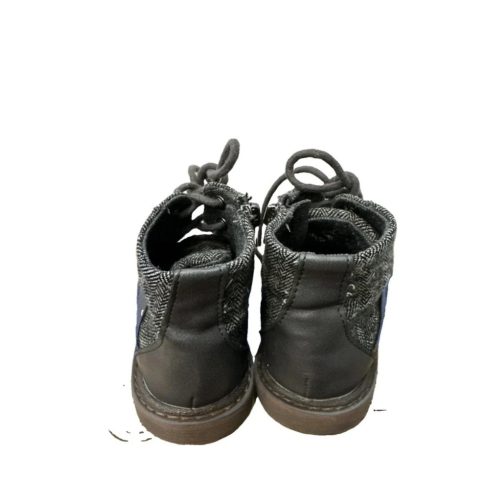 Baby's Zara Toddler Boots Boys Size 24 Gray Color Lace Up Front Zipper On Side